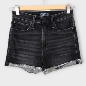 Abercrombie & Fitch Simone High Rise Jean Shorts Black Wash Stretchy Size 25